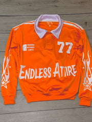 Endless Attire Flame Varsity Jersey - Orange | Bold Streetwear Rugby Shirt | Sizes M–XXL